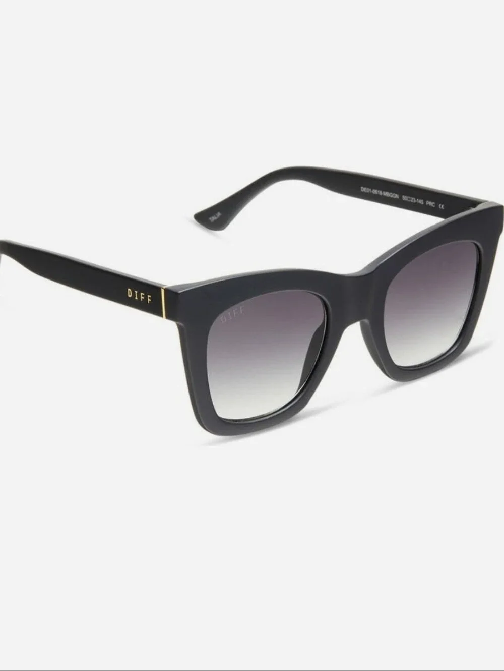 Diff Talia Black Oversized Square Sunglasses with Gradient Lenses